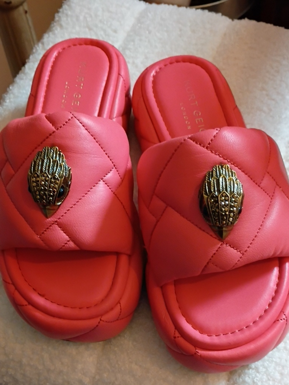 Women’s Pink Quilted Platform Slide Sandals